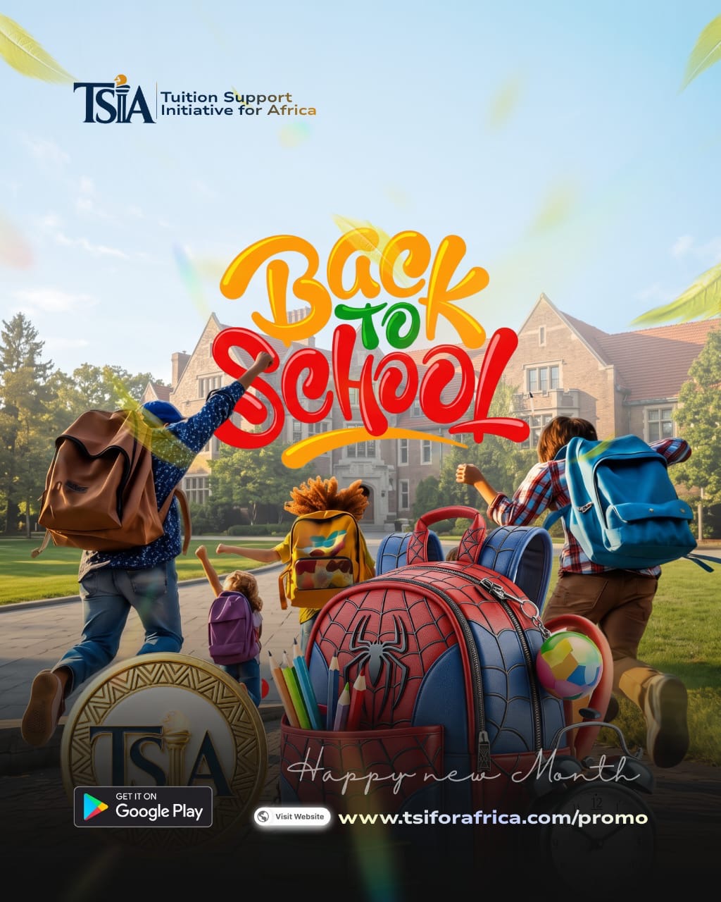 Back to School Kiddies programme with children and school bags